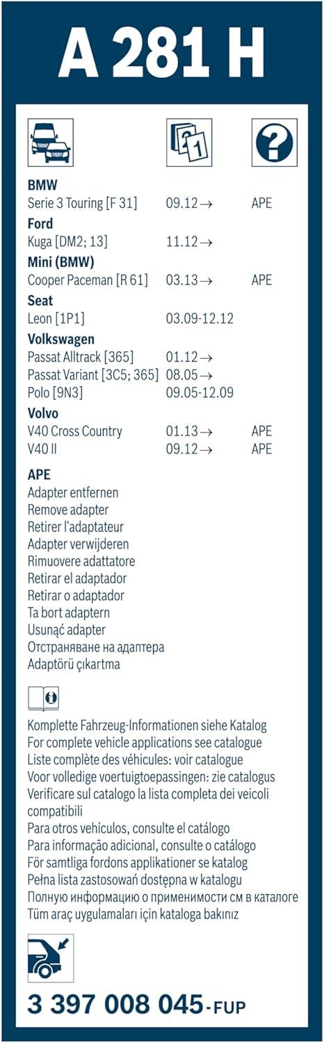 imageBOSCH A300H OE Specialty Rear Wiper Blade 12quot  SingleA281H 11