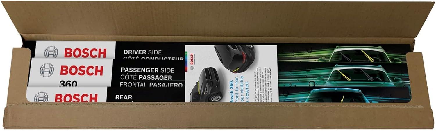 imageBOSCH B36014 360 Complete Vehicle Wiper Blade Replacement  Includes Front Beam Blades Pair  Rear Wiper Blade 1  26quot17quot12quot