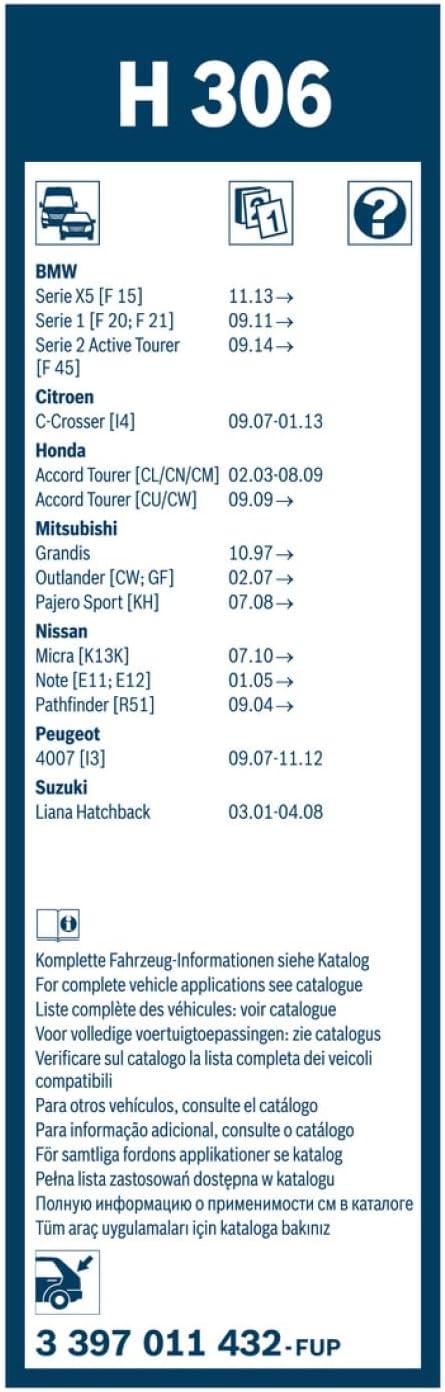 imageBOSCH H306 Rear Wiper Blade 12quot  Single