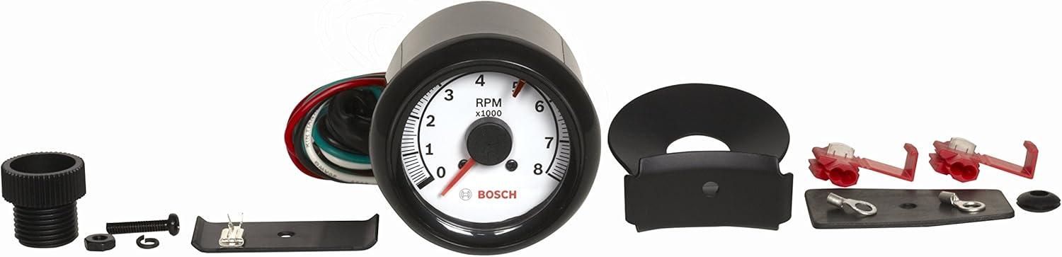 imageBosch SP0F000022 Sport II 258quot Tachometer White Dial Face Black Bezel