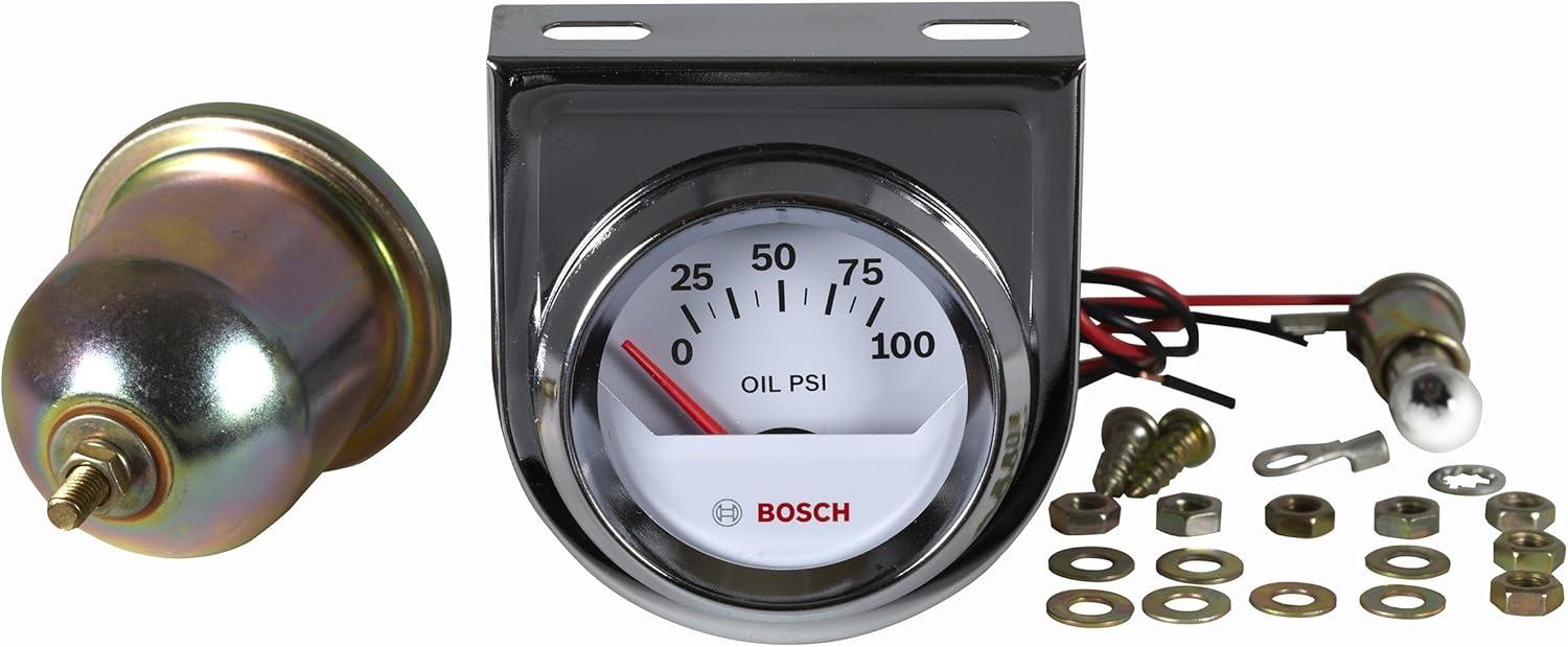 imageBosch SP0F000041 Style Line 2quot Electrical Oil Pressure Gauge White Dial Face Chrome Bezel