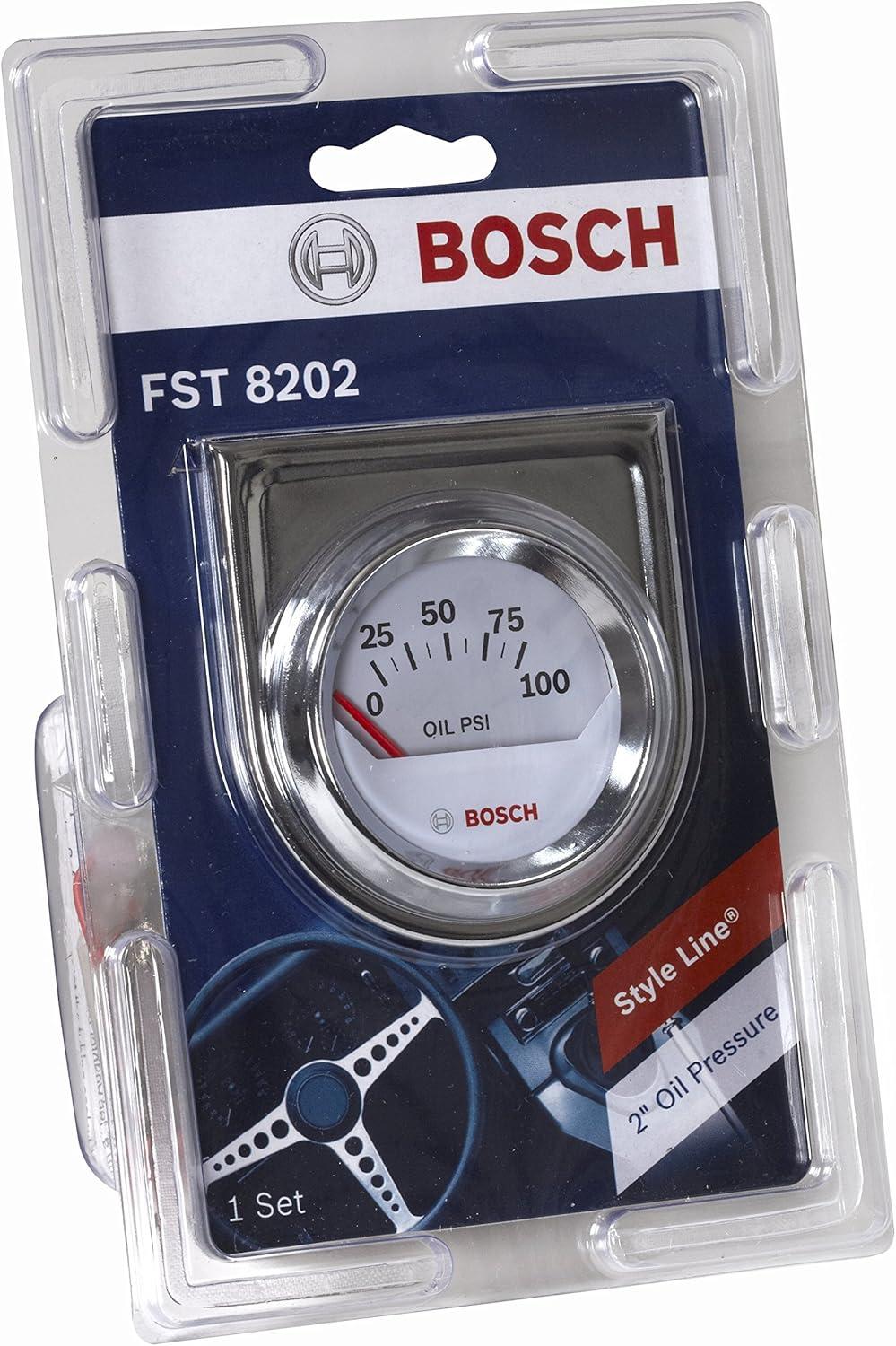 imageBosch SP0F000041 Style Line 2quot Electrical Oil Pressure Gauge White Dial Face Chrome Bezel