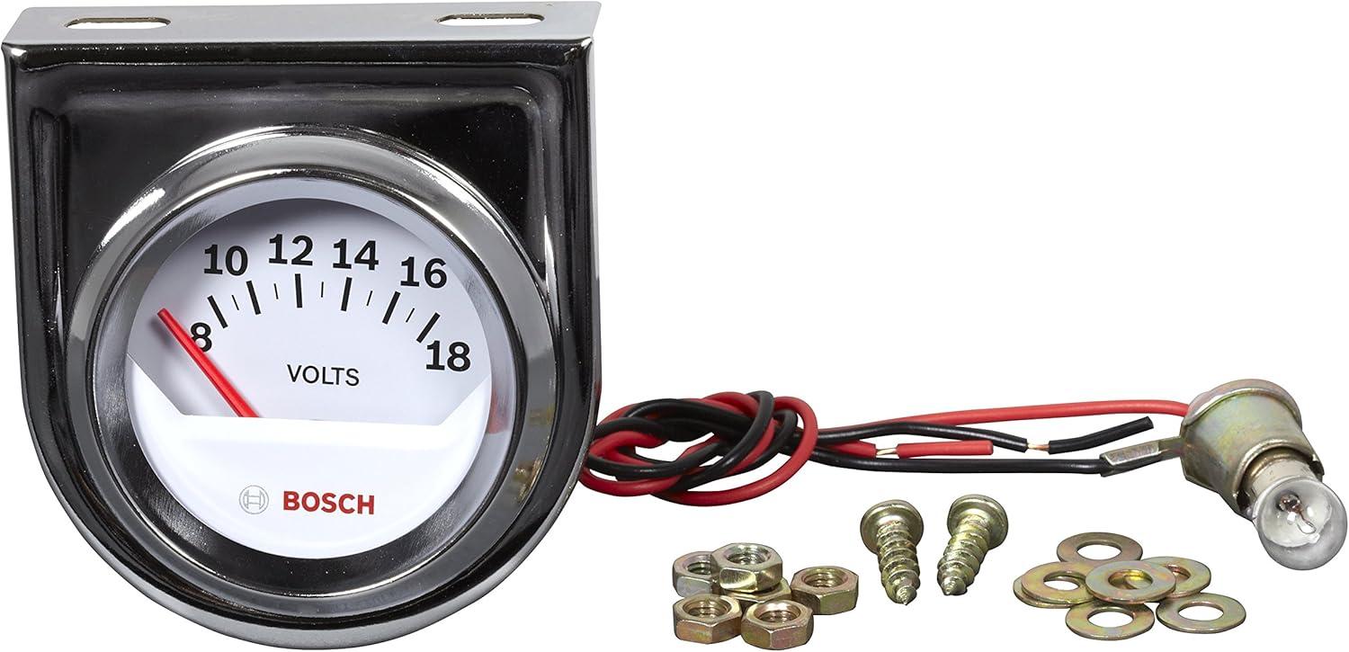 imageBosch SP0F000043 Style Line 2quot Electrical Voltmeter Gauge White Dial Face Chrome Bezel
