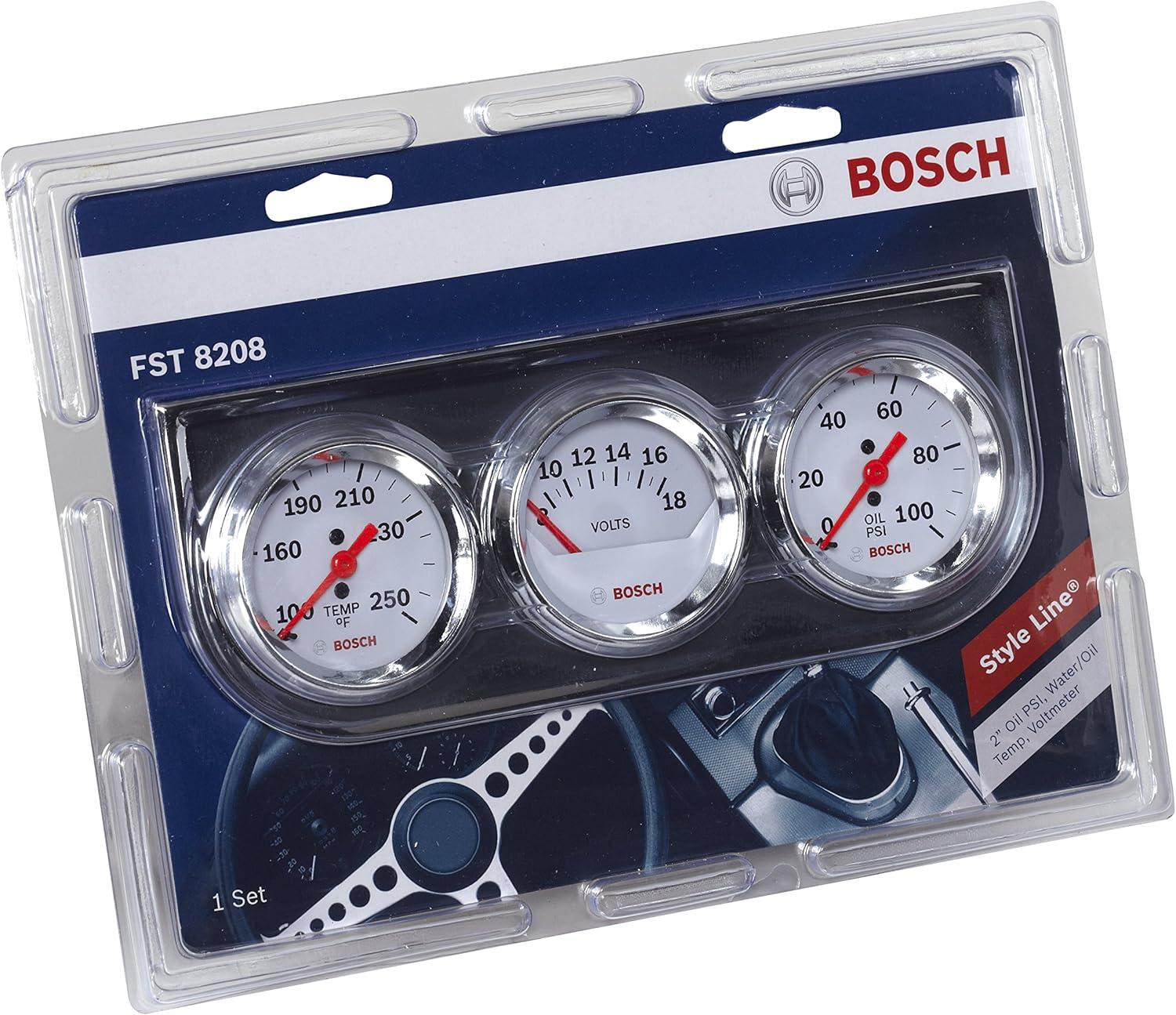 imageBosch SP0F000046 Style Line 2quot Triple Gauge Kit White Dial Face Chrome Bezel