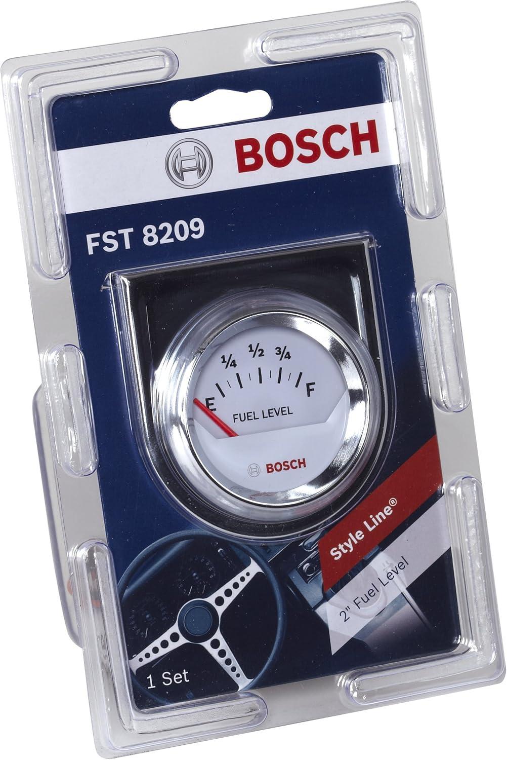 imageBosch SP0F000048 Style Line 2quot Electrical Fuel Level Gauge White Dial Face Chrome Bezel