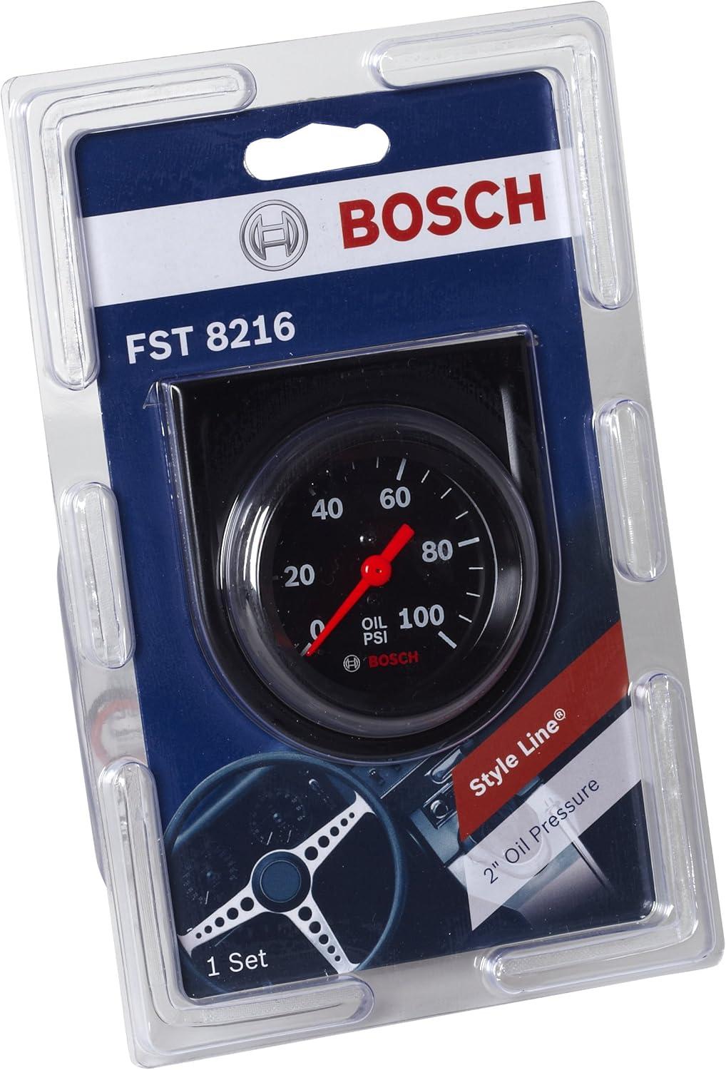 imageBosch SP0F000052 Style Line 2quot Mechanical Oil Pressure Gauge Black Dial Face Black Bezel