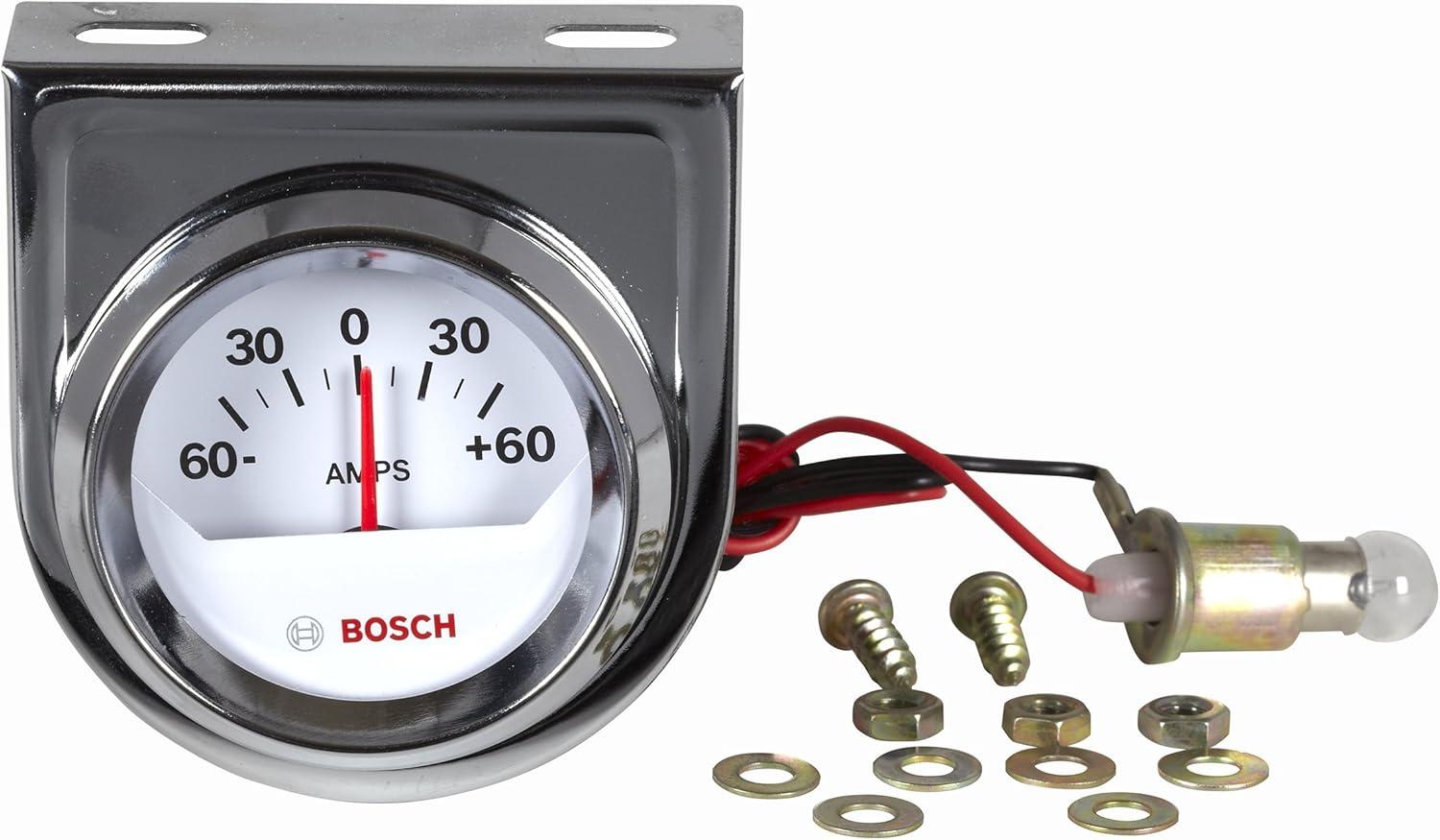 imageBosch SP0F000058 Style Line 2quot Ammeter Gauge White Dial Face Chrome Bezel