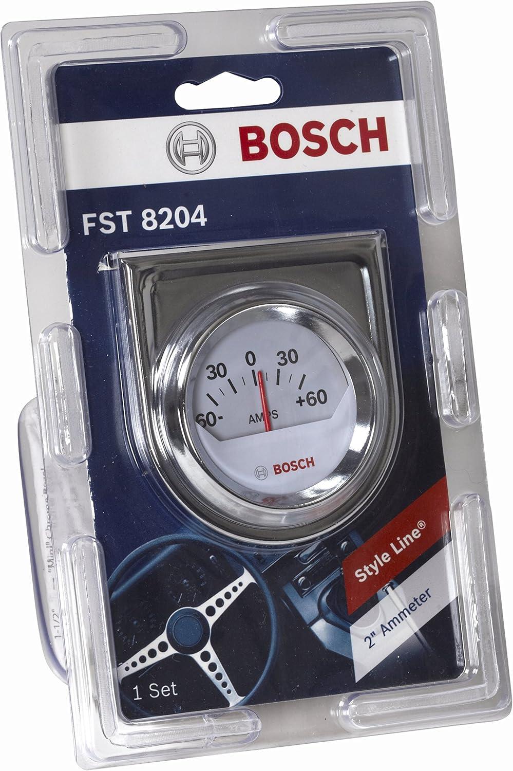 imageBosch SP0F000058 Style Line 2quot Ammeter Gauge White Dial Face Chrome Bezel