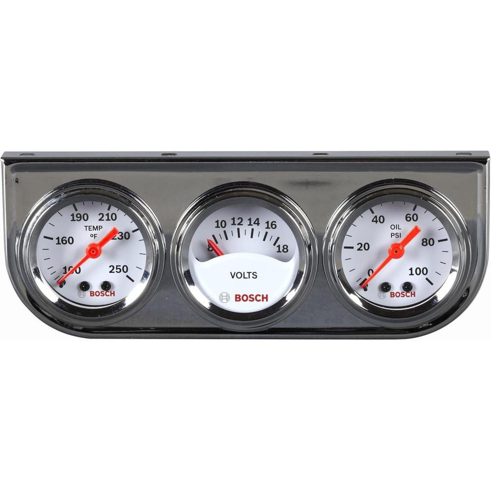 imageBosch SP0F000039 Style Line 112quot Mini Triple Gauge Kit White Dial Face Chrome Bezel
