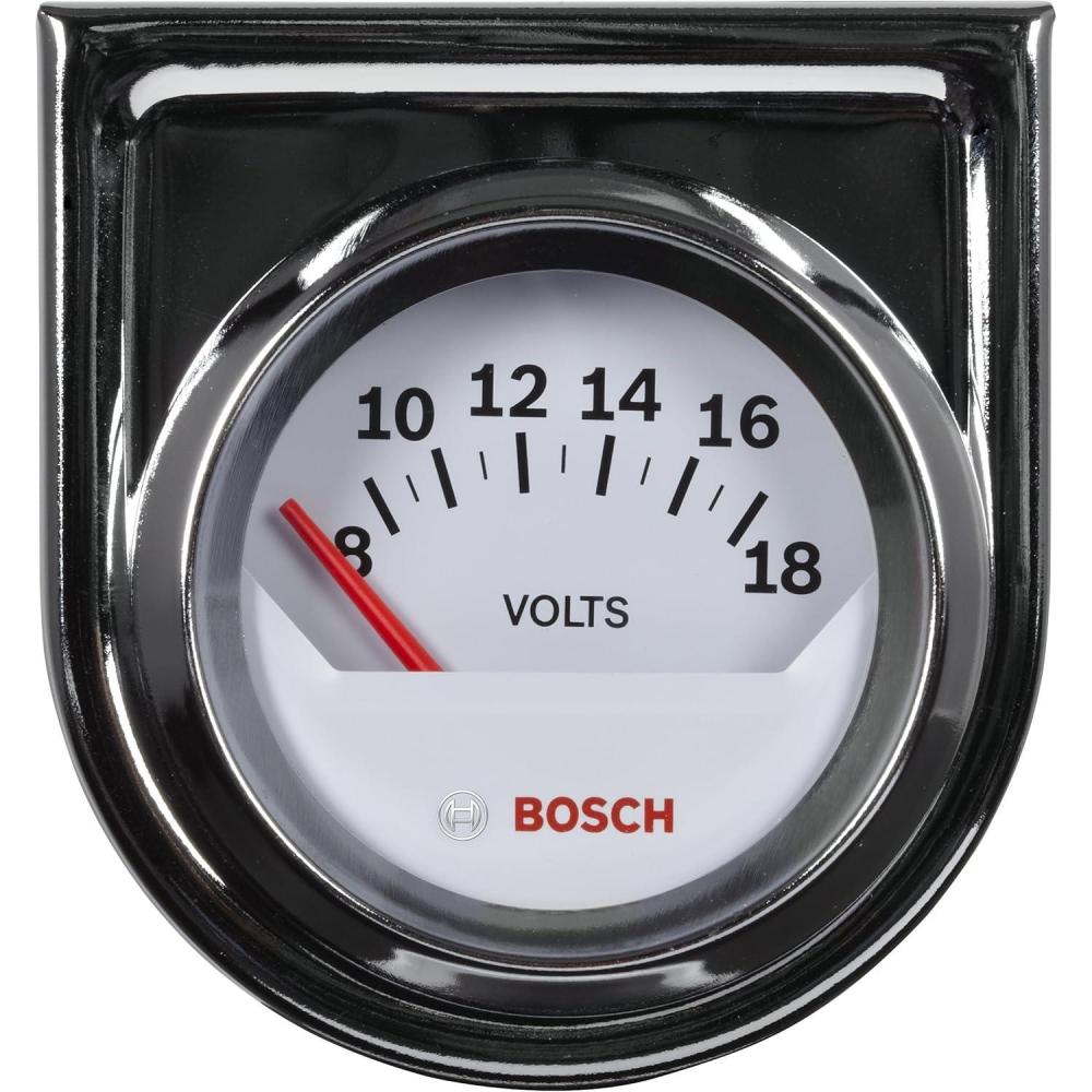 imageBosch SP0F000043 Style Line 2quot Electrical Voltmeter Gauge White Dial Face Chrome Bezel