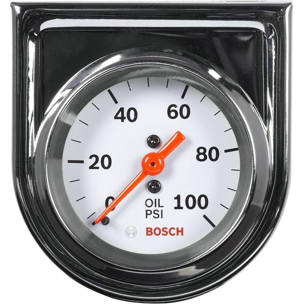imageBosch SP0F000044 Style Line 2quot Mechanical Oil Pressure Gauge White Dial Face Chrome Bezel