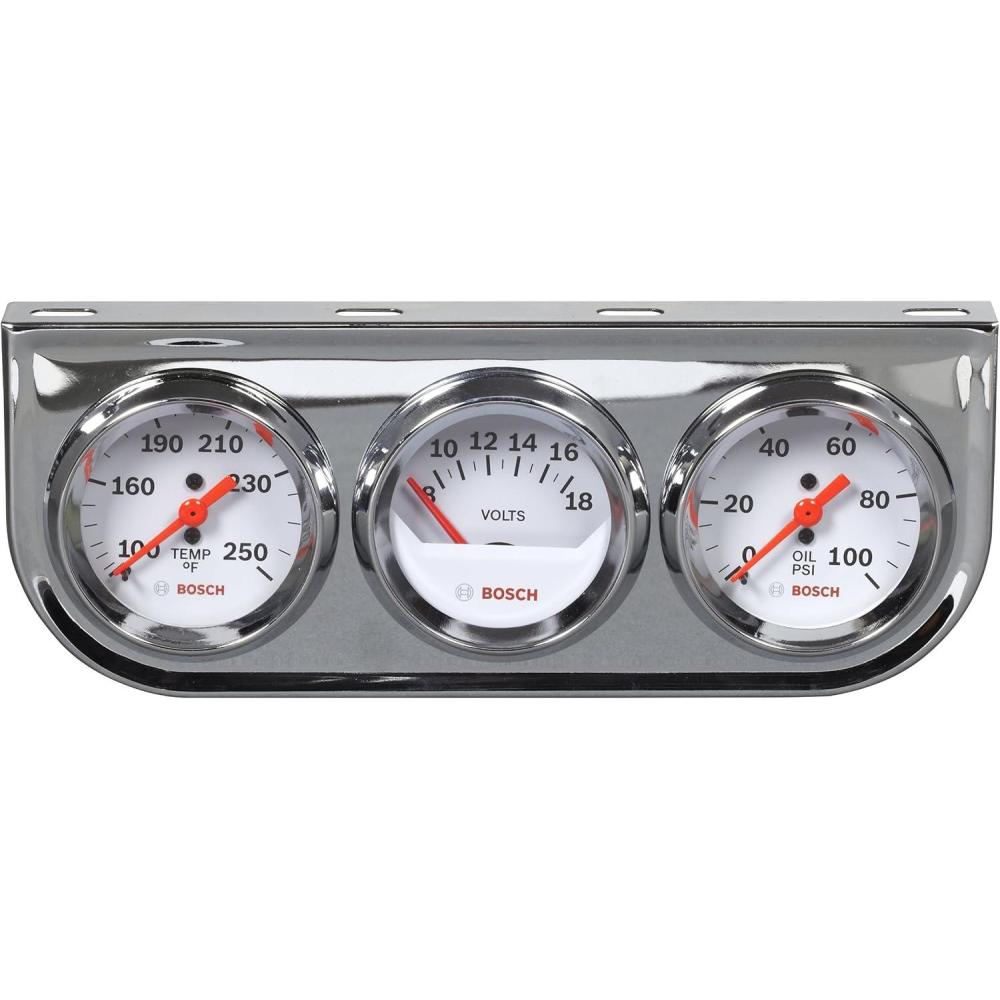 imageBosch SP0F000046 Style Line 2quot Triple Gauge Kit White Dial Face Chrome Bezel