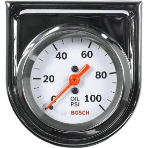 imageBosch SP0F000044 Style Line 2quot Mechanical Oil Pressure Gauge White Dial Face Chrome Bezel