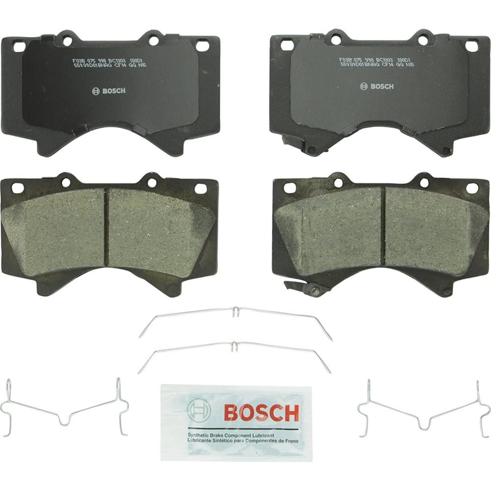 imageBOSCH BC1303 QuietCast Premium Ceramic Disc Brake Pad Set  Compatible with Select Lexus LX570 Toyota Land Cruiser Sequoia Tundra FRONT