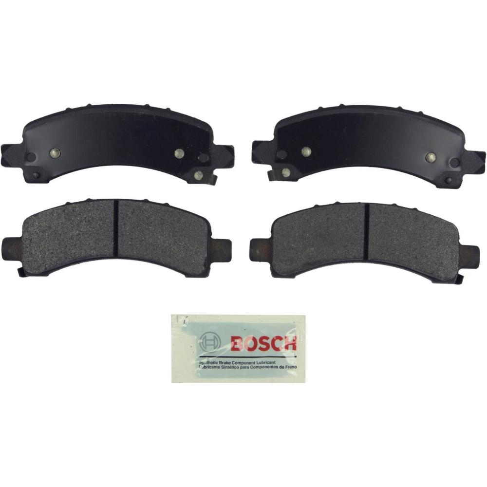 imageBOSCH BE974A Blue Ceramic Disc Brake Pad Set  Compatible With Select Cadillac Escalade Chevrolet Avalanche 1500 Express 1500 Suburban 1500 Tahoe GMC Savana 1500 Yukon Yukon XL 1500 REAR